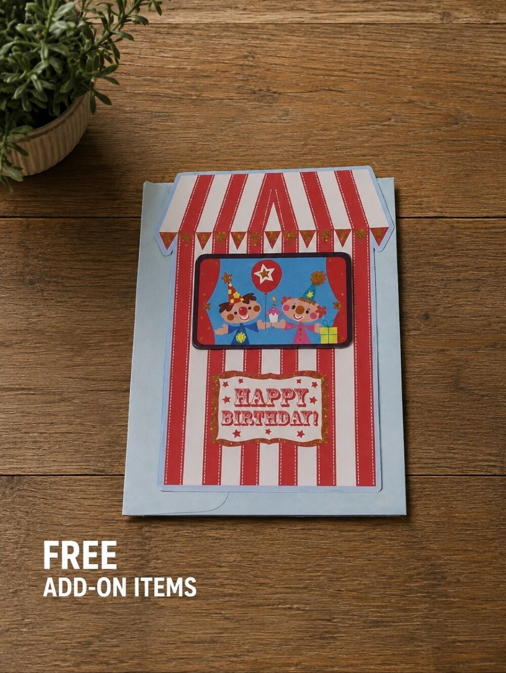 Free With Purchase Colorful Children's Birthday Card with Circus Theme